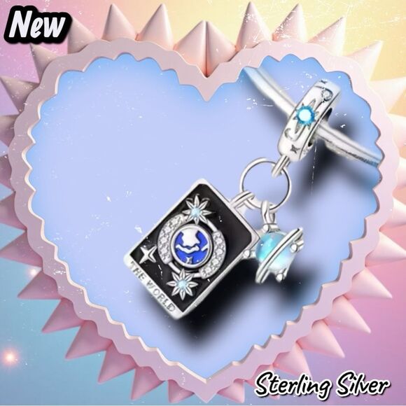 NEW The World Tarot Card Dangle Charm – Sterling Silver 925 - Picture 4 of 4